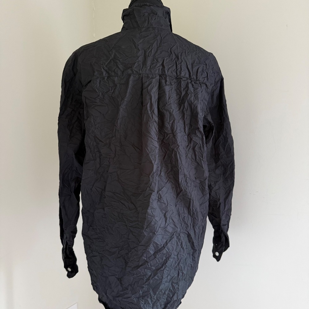 Frank & Eileen Joey Black Crinkle Cotton Button Down Shirt Made in Italy M - Picture 3 of 11